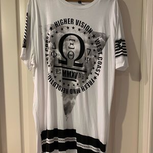 Divided White/Black Long Tail T-Shirt